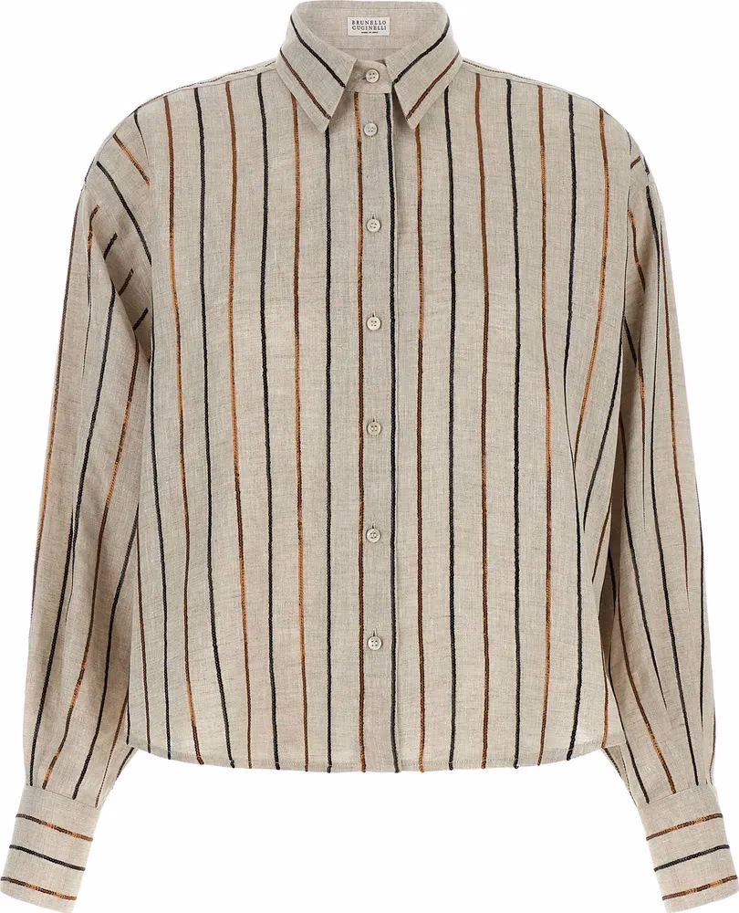 Brunello Cucinelli Beige Linen Blouse