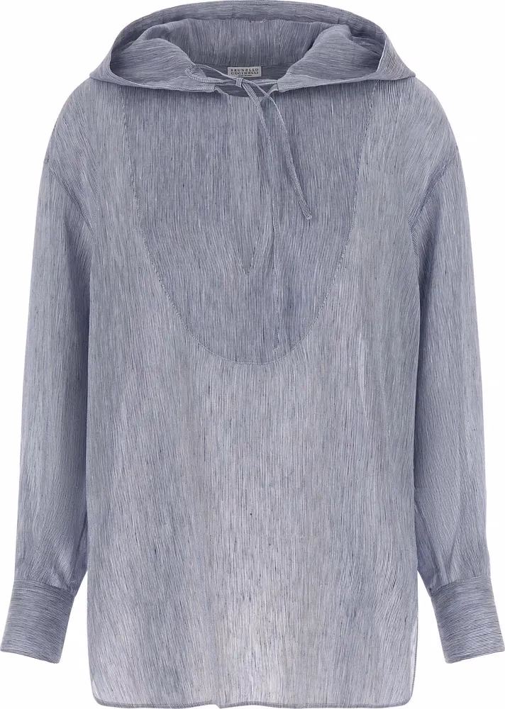 Brunello Cucinelli Blue Linen Blouse