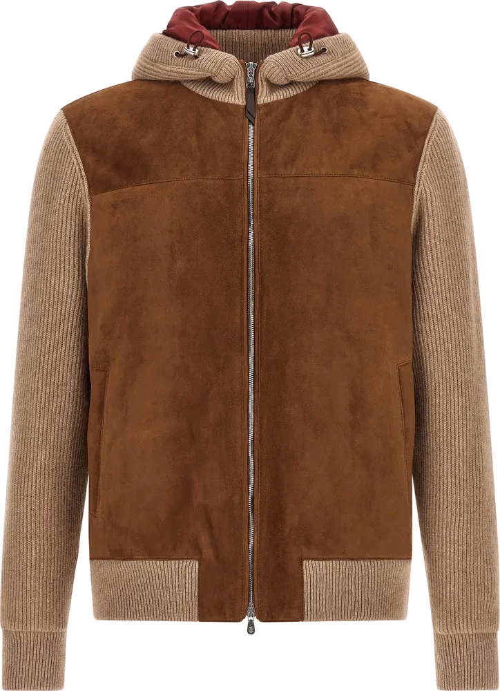 Brunello Cucinelli Brown Lamb Leather Bomber
