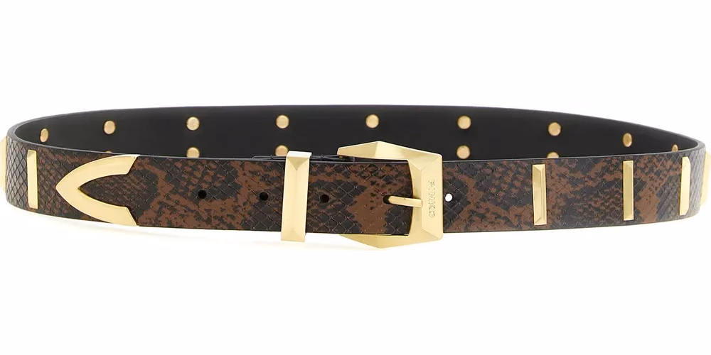 PINKO Gray Calfskin Regular Belt
