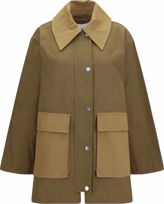 Ganni Bicolor Cotton Full-Length Jacket