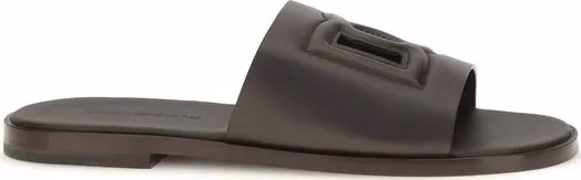 Dolce & Gabbana Brown Calf Leather Bos Taurus Flat Sandals