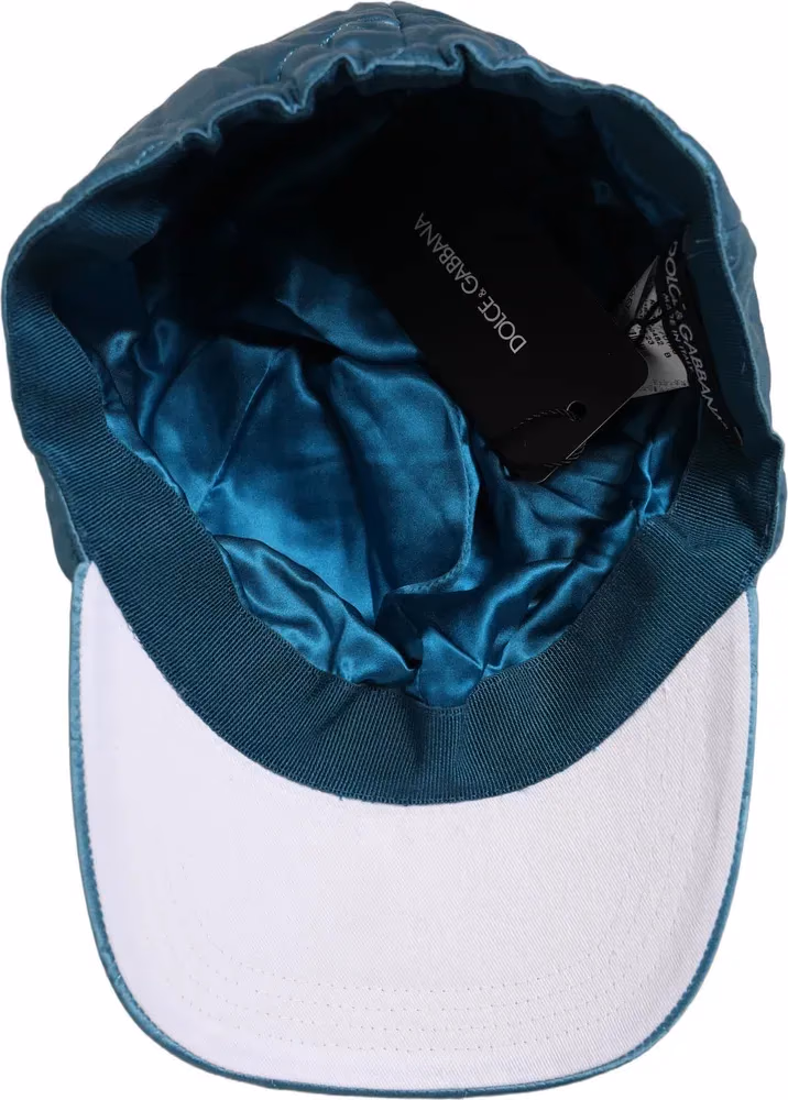 Dolce & Gabbana Men Teal Polyester Quilted Baseball Cap Hat