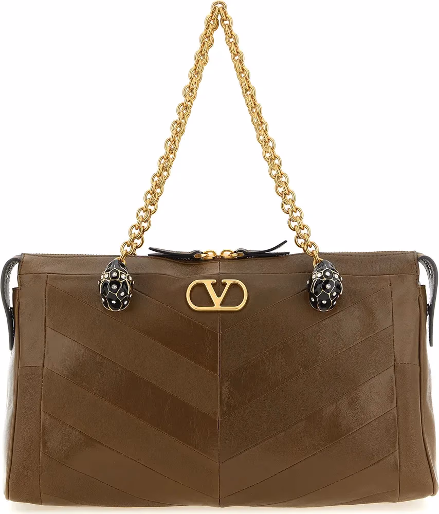 Valentino Garavani Brown Lamb Leather Shoulder Bag