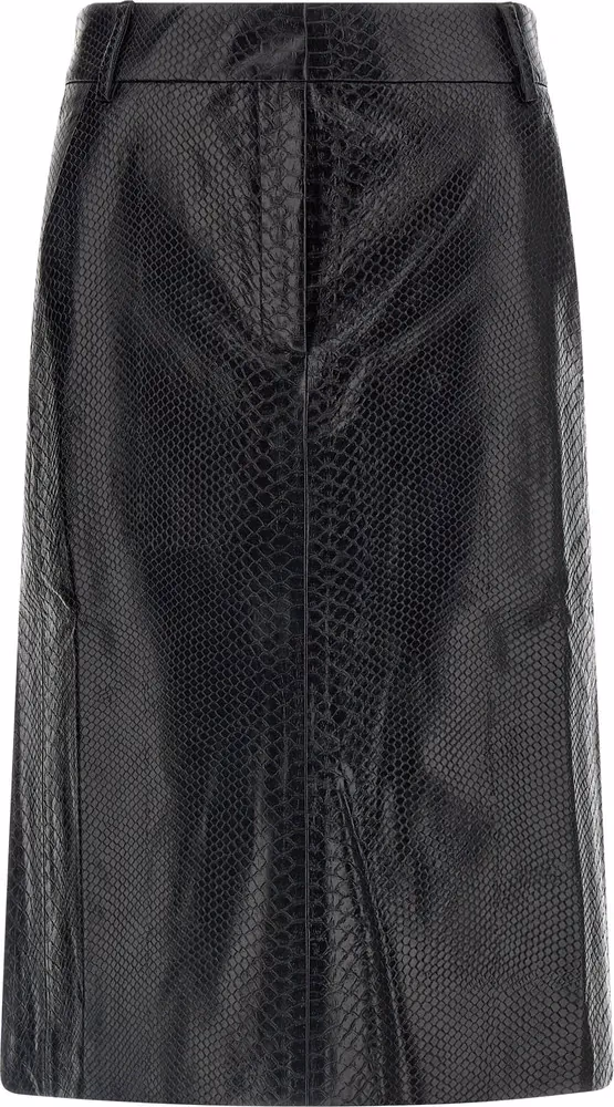 The Andamane Black Polyethylene Midi Skirt