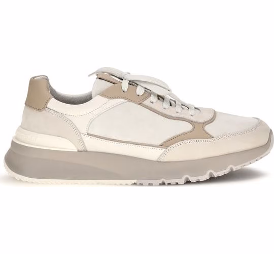 Brunello Cucinelli Beige Calf Leather Bos Taurus Low Top Sneakers
