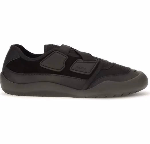 Prada Black Calf Leather Bos Taurus Athletic Sneakers