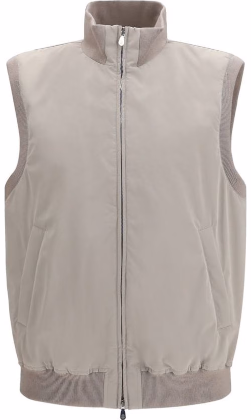 Brunello Cucinelli Gray Polyester Sleeveless Jacket