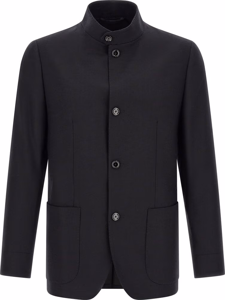 Lardini Black Cashmere Full-Length Jacket