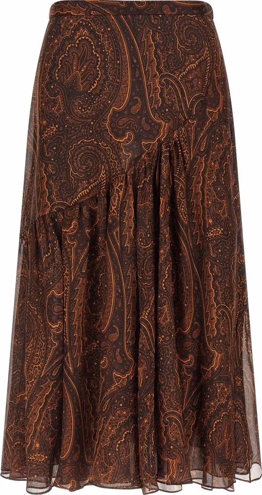 Etro Brown Silk Mini Skirt