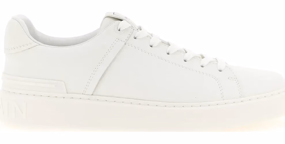 Balmain White Calfskin Low Top Sneakers