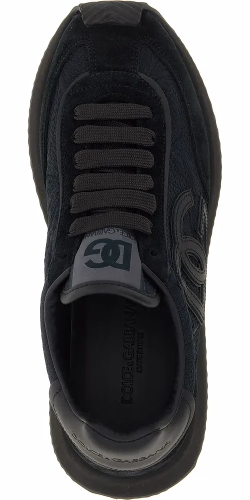 Dolce & Gabbana Black Leather Athletic Sneakers