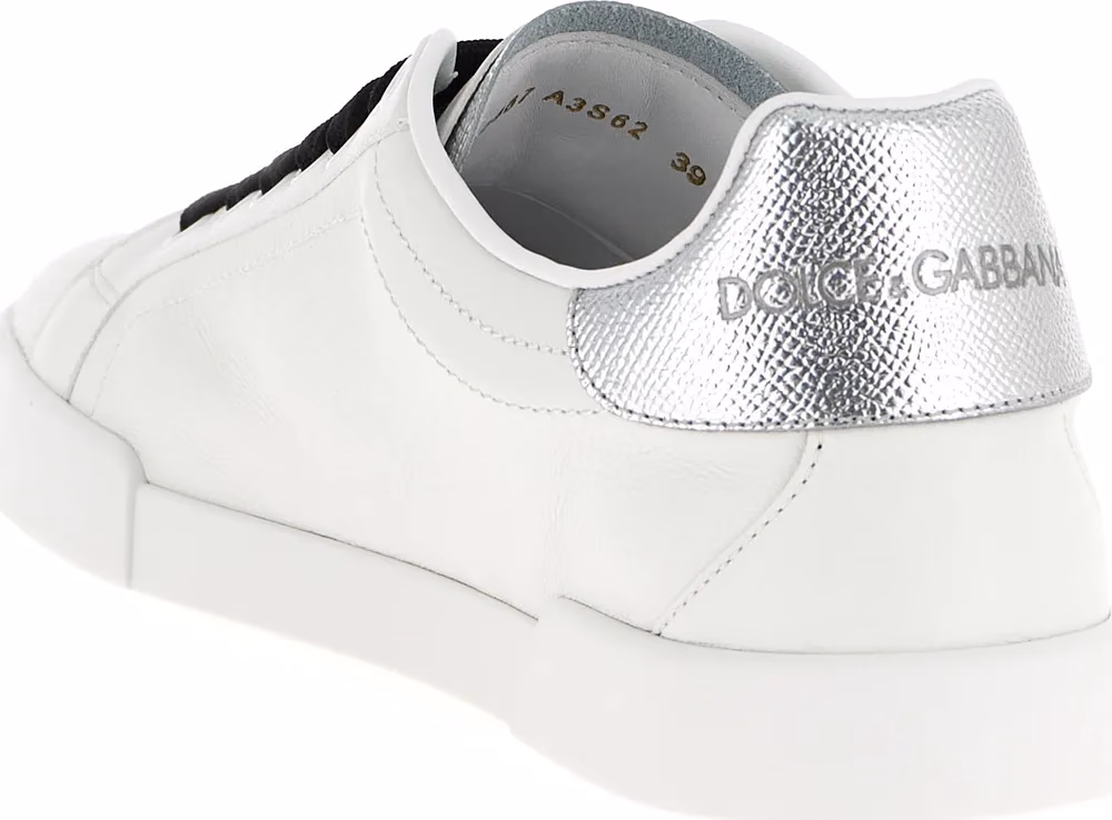 Dolce & Gabbana Silver Calfskin Low Top Sneakers