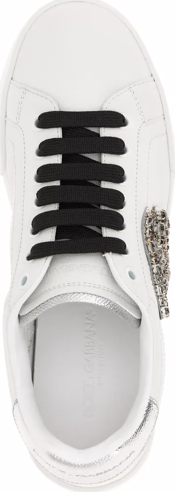 Dolce & Gabbana Silver Calfskin Low Top Sneakers
