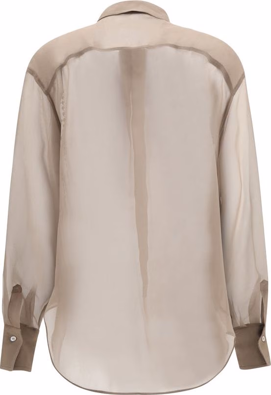 Brunello Cucinelli Beige Silk Pattern Shirt