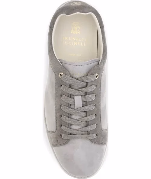 Brunello Cucinelli Gray Suede Leather Low Top Sneakers