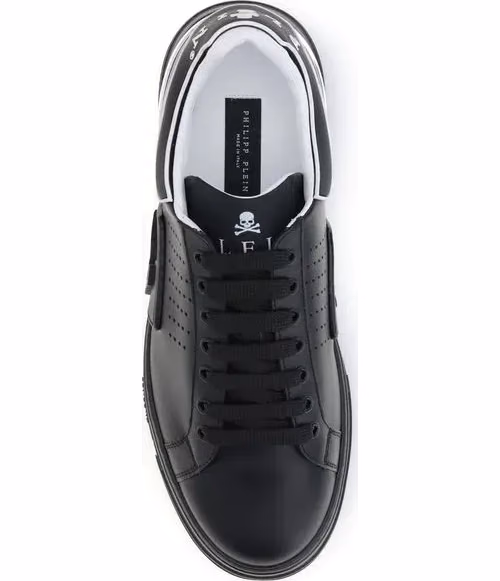 Philipp Plein Black Calf Leather Bos Taurus Athletic Sneakers