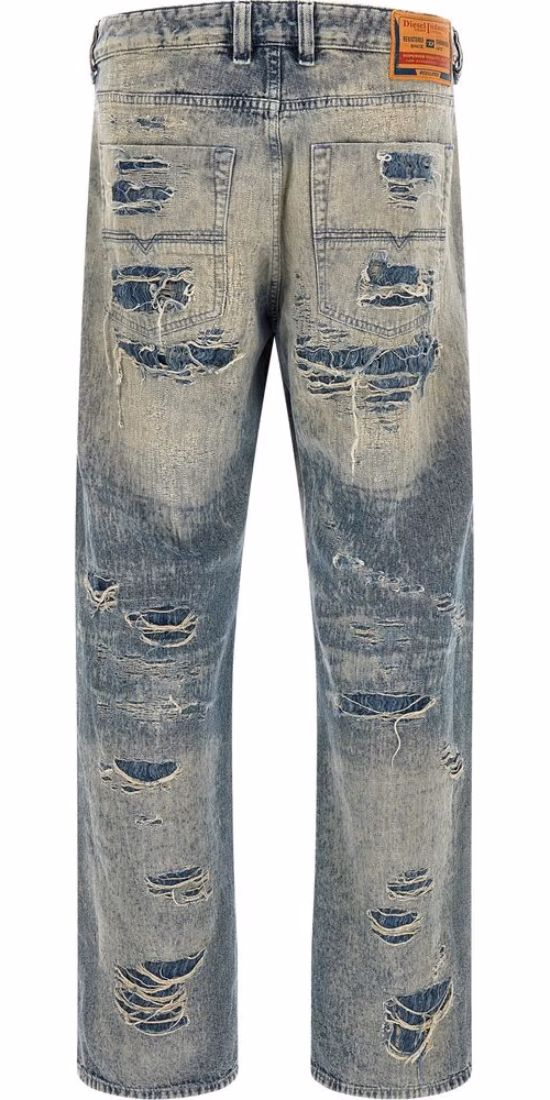 Diesel Blue Cotton Relaxed Fit Jeans