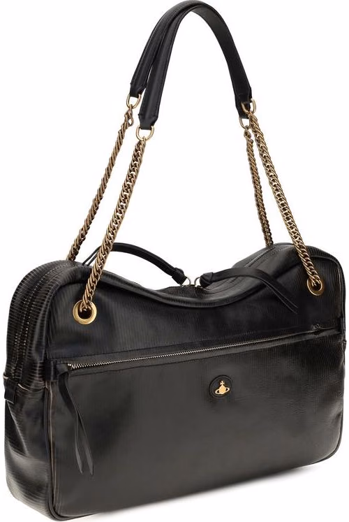 Vivienne Westwood Black Calf Leather Bos Taurus Shoulder Bag
