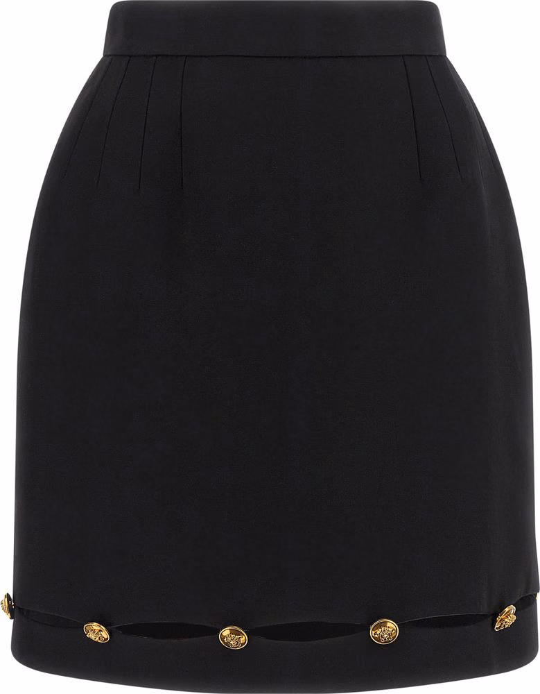 Versace Black Virgin Wool Long Skirt