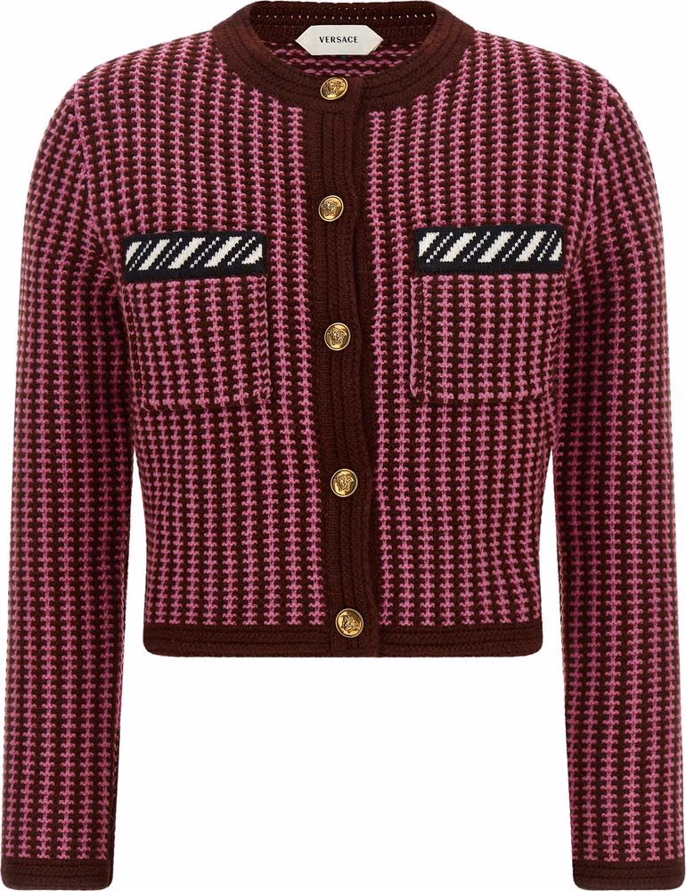 Versace Multicolor Virgin Wool Cardigan