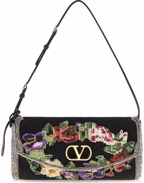 Valentino Garavani Multicolor Linen Shoulder Bag