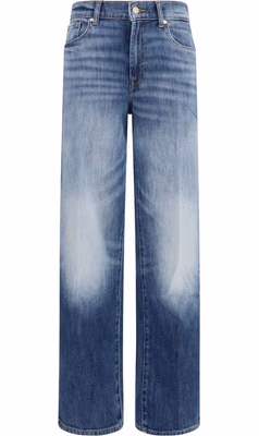 Blue Cotton Straight-Leg Jeans