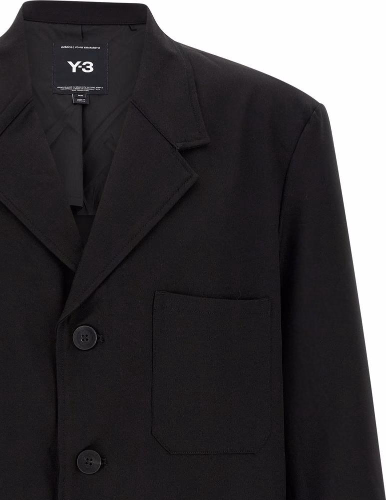 Y-3 Black Wool Full-Length Jacket