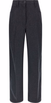 Gray Virgin Wool Casual Pants