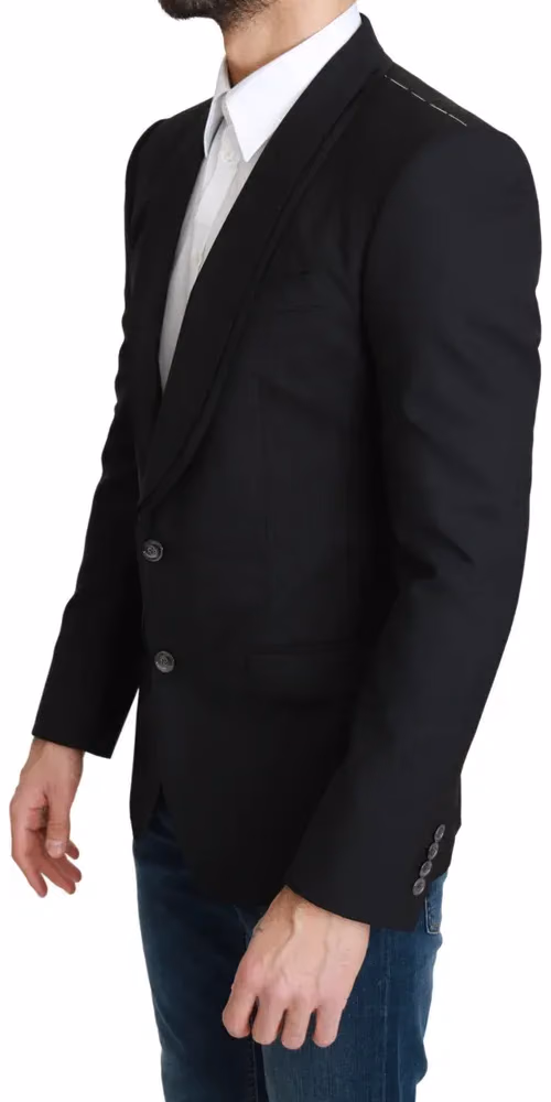 Dolce & Gabbana Black Single Breasted Formal Wool Blazer