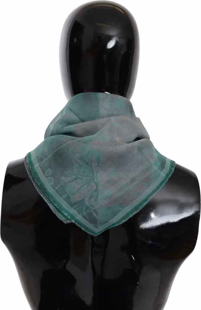 Costume National Green Silk Shawl Foulard Wrap Scarf