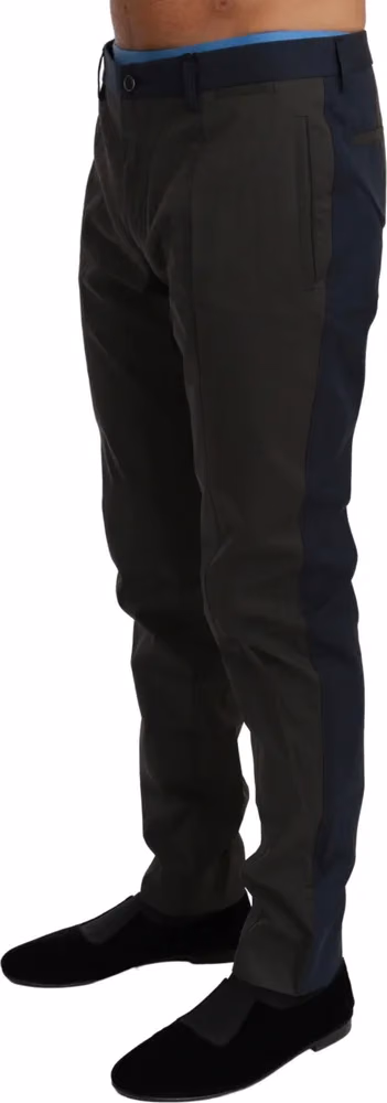 Dolce & Gabbana Blue Gray Stripes Trouser Cotton Pants