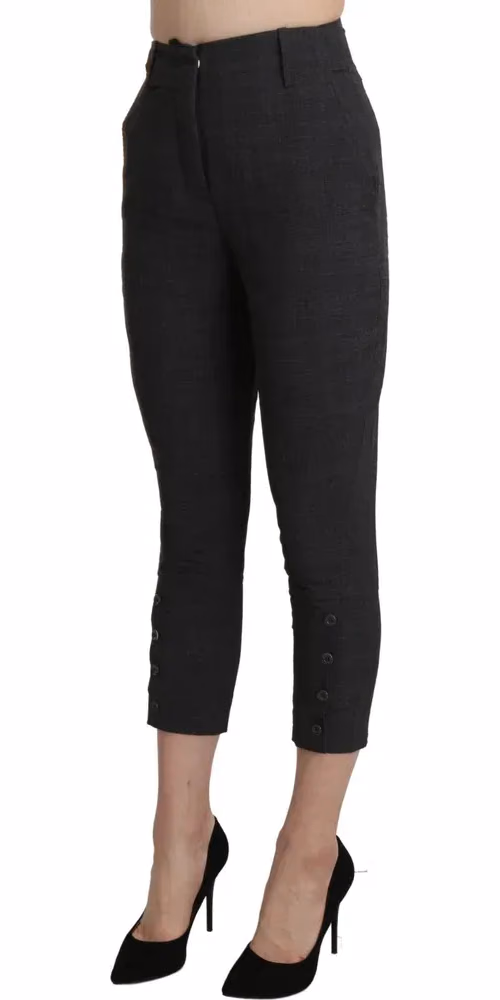 Ermanno Scervino Gray High Waist Capri Cropped Cotton Pants