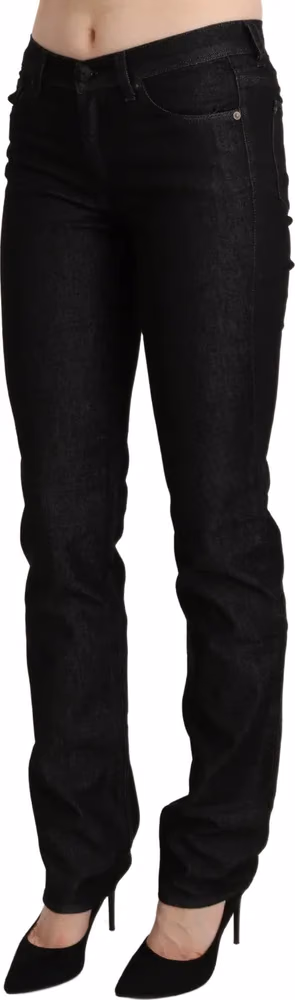 Ermanno Scervino Black Mid Waist Skinny Slim Denim Trouser