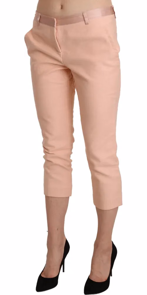 Ermanno Scervino Pink Low Waist Skinny Cropped Capri Pants