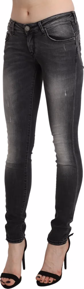 Acht Black Gray Washed Skinny Trouser Cotton Jeans