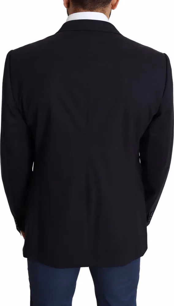 Dolce & Gabbana Black Wool Stretch Men Coat MARTINI Blazer