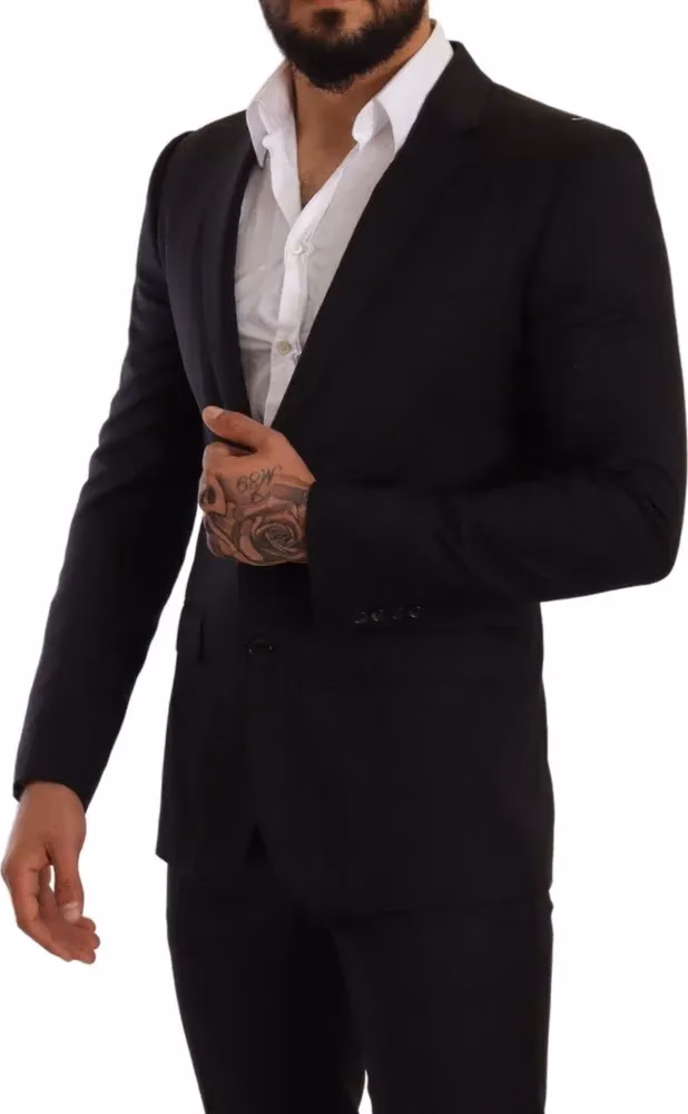 Dolce & Gabbana Dark Gray Check MARTINI SLIM FIT 2 Piece Suit