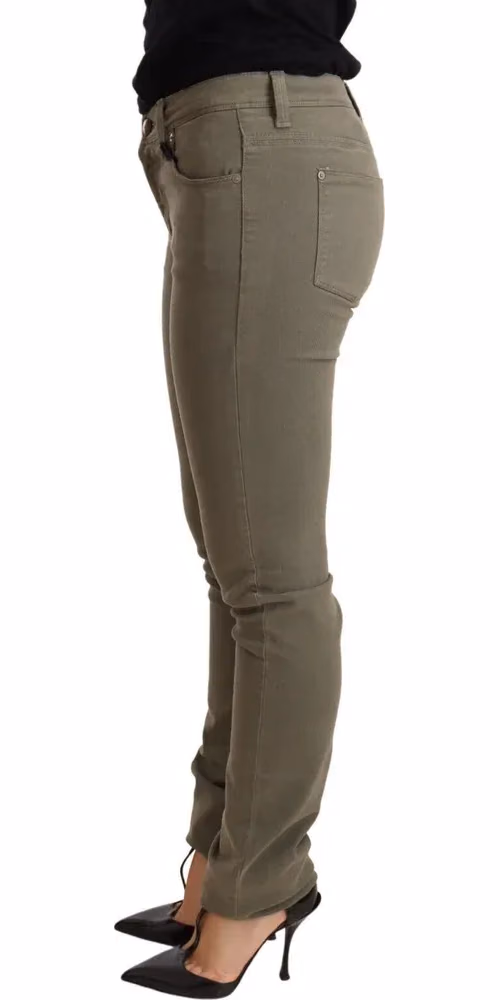 Ermanno Scervino Green Low Waist Skinny Slim Trouser Cotton Jeans