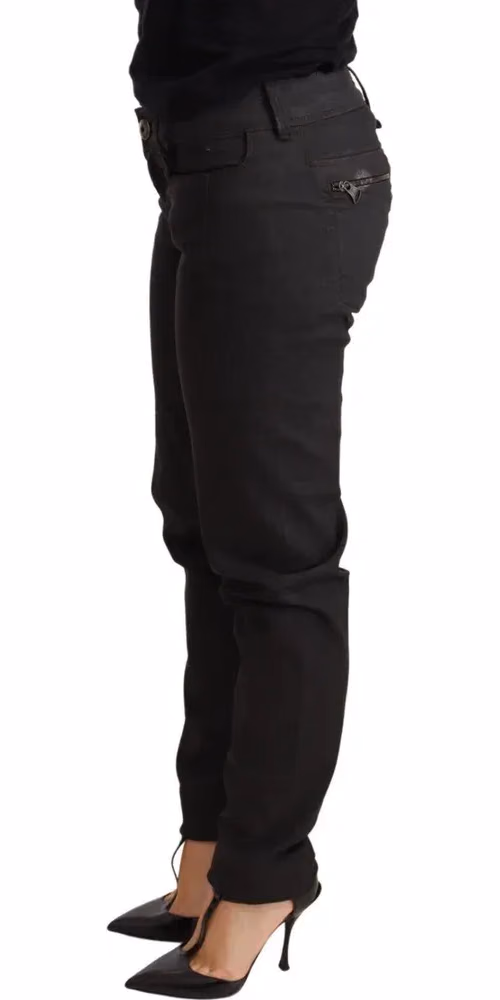 Ermanno Scervino Black Low Waist Skinny Slim Trouser Cotton Jeans