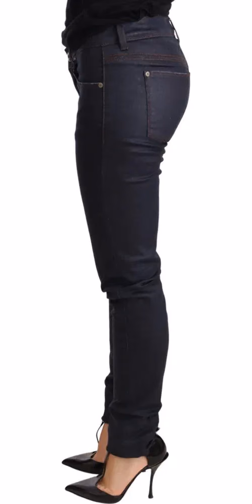 Ermanno Scervino Blue Low Waist Skinny Slim Trouser Cotton  Jeans