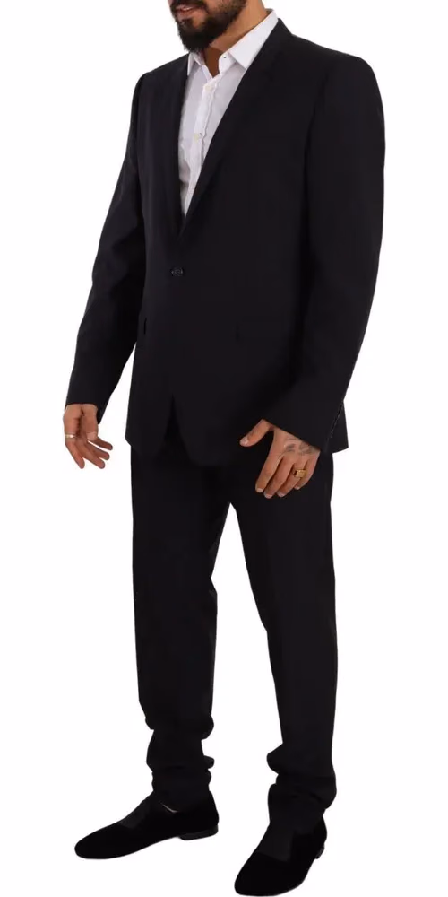 Dolce & Gabbana Blue GOLD Wool Single Breasted 2 Piece Suit
