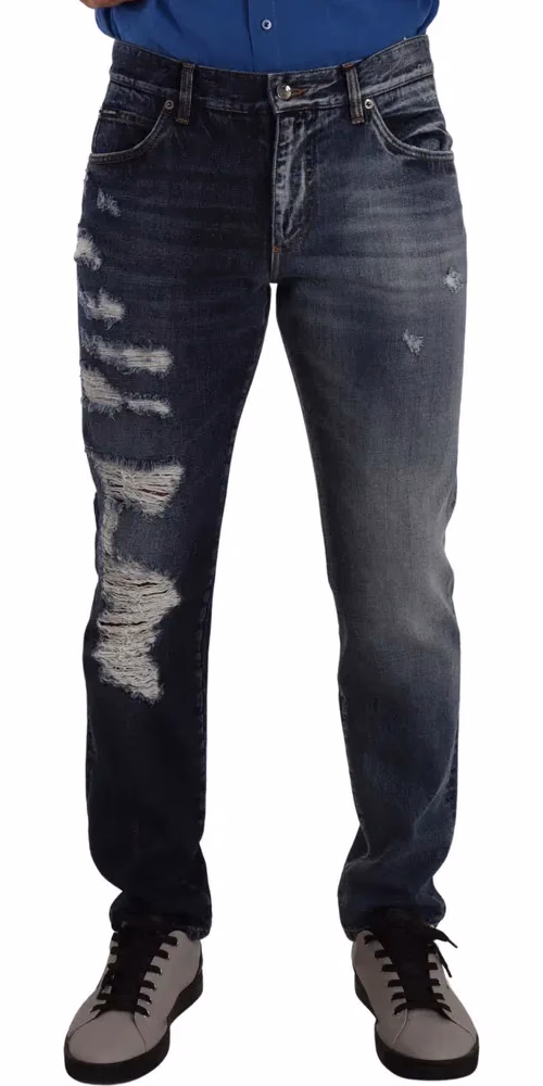 Dolce & Gabbana Blue Cotton Regular Denim Trousers Jeans