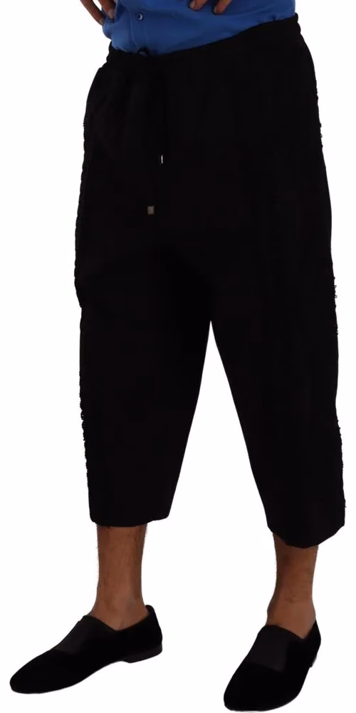 Dolce & Gabbana Black Cotton Torero Sweatpants Shorts Pants