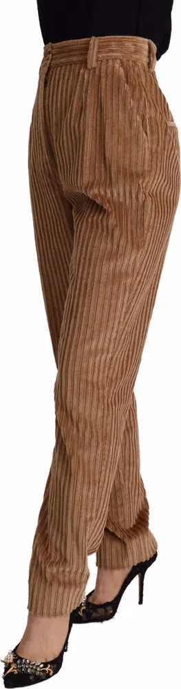 Dolce & Gabbana Brown Corduroy Cotton Trouser Tapered Pants