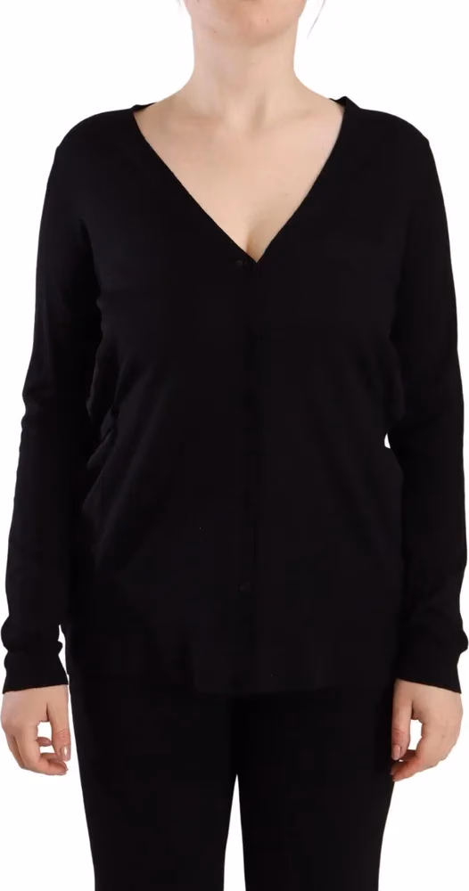 Dolce & Gabbana Black Wool V-neck Long Sleeves Pullover Top