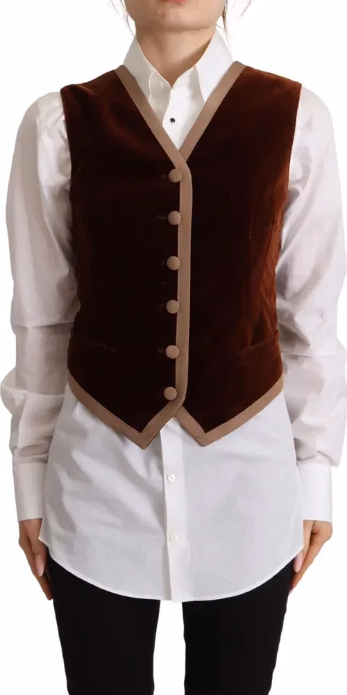 Dolce & Gabbana Bordeaux Velvet Cotton V-neck Sleeveless Vest Top