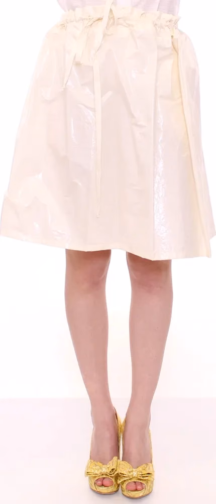 Licia Florio White Above-Knee Stretch Waist Strap Skirt