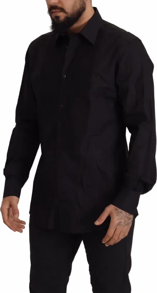 Dolce & Gabbana Black GOLD Slim Fit Tuxedo Dress Shirt
