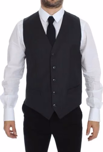 Dolce & Gabbana Gray Wool Formal Dress Vest Gilet Weste